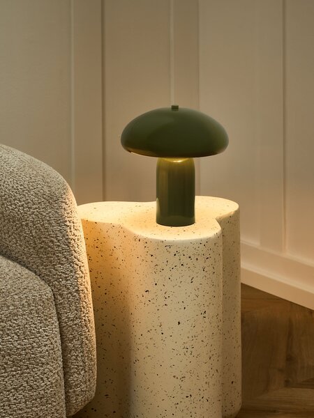 Stolná lampa tmavozelená železná kovový podstavec 22 cm moderný dizajn bytové doplnky obývacia izba