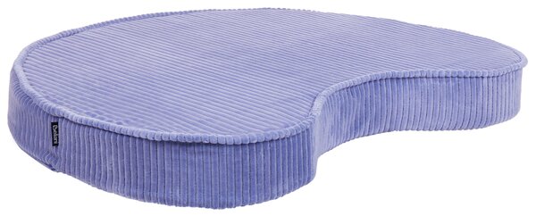 Podlahový vankúš na sedenie fialová béžová bavlna 90 x 75 x 10 cm oválny tvar fazuľky zamatová menčestrová štruktúra