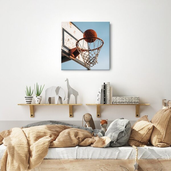 Obraz lopta padajúca do basketbalového koša