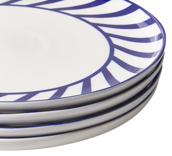 24-dielna súprava porcelánového jedálenského riadu biela s modrým okrajom glazúrovaná ručne vyrobená sada riadu jedáleň kuchyňa
