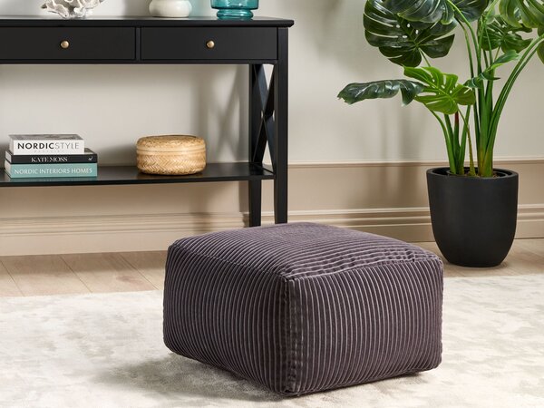 Taburetka tmavosivá menčester 50 x 30 cm bez vzoru štvorcový tvar s odnímateľným poťahom moderný štýl obývačka spálňa
