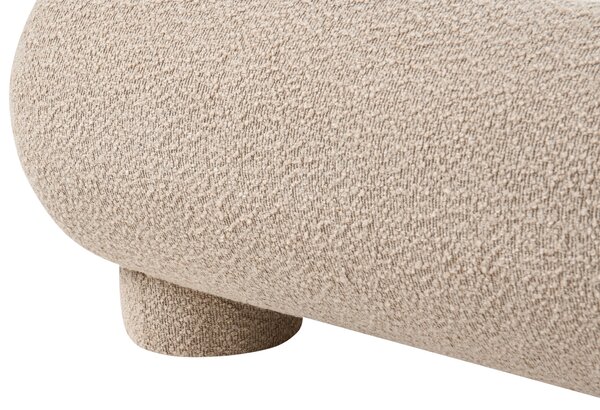 Posteľ sivobéžová buklé čalúnenie polyester 160 x 200 cm nízky čalúnený rám postele s čelom minimalistický retro dizajn