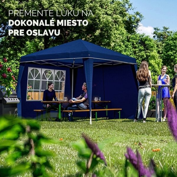 Party stan / pavilón CAPRI PLUS s 2 bočnými stenami, 3x3m, modrá Casaria