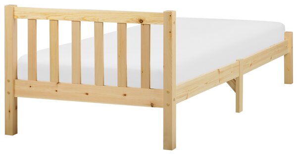 Posteľ svetlohnedá borovicové drevo 90 x 200 cm s lamelovým roštom škandinávsky moderný štýl spálňa detská izba
