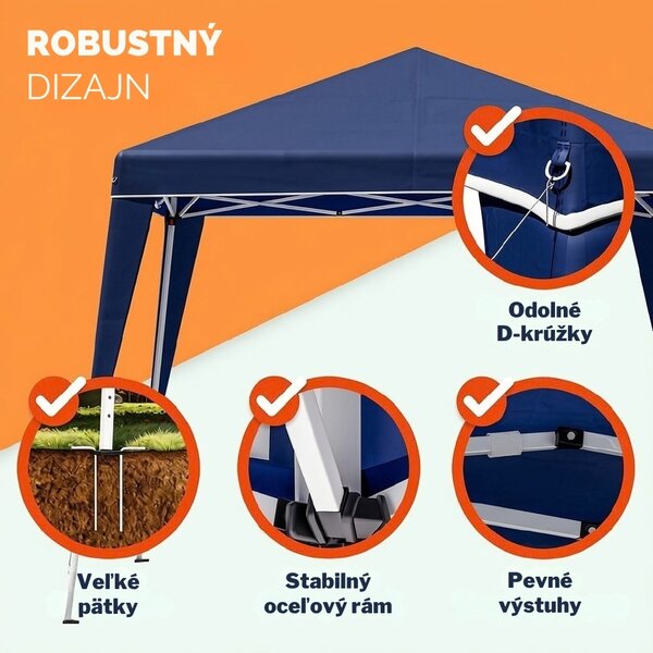 Party stan / pavilón CAPRI PLUS s 2 bočnými stenami, 3x3m, modrá Casaria