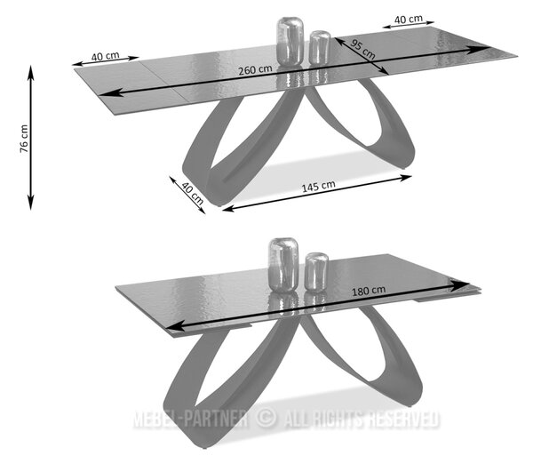 Rozkladací jedálenský stôl 180(260)x95 EVONY - béžový / čierny
