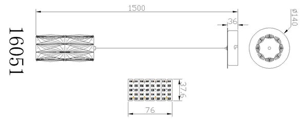 ZÁVESNÉ LED SVIETIDLO, 14/150 cm Globo - Online Only bytové doplnky, Online Only