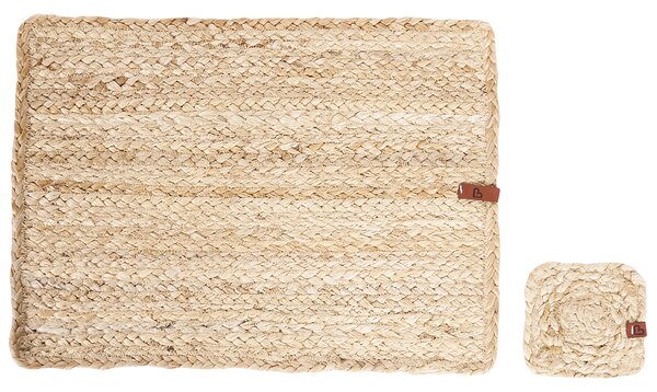 Sada 12 prestieraní a podložiek prírodná z juty 30 x 40/10 x 10 cm ručne vyrobené podložky pod taniere a poháre boho kuchyňa jedáleň