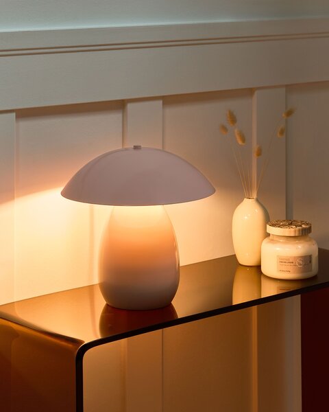 Stolná lampa pastelová ružová železná kovový podstavec 30 cm moderný dizajn bytové doplnky obývacia izba