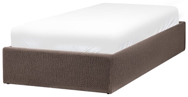 Posteľ s úložným priestorom sivobéžová buklé 90 x 200 cm čalúnený rám postele s roštom moderný dizajn