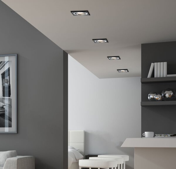 Stropné vstavané bodové svietidlo VIVIDUS - 1xGU10, MR16, 50W, 9cm, hranaté, čierne