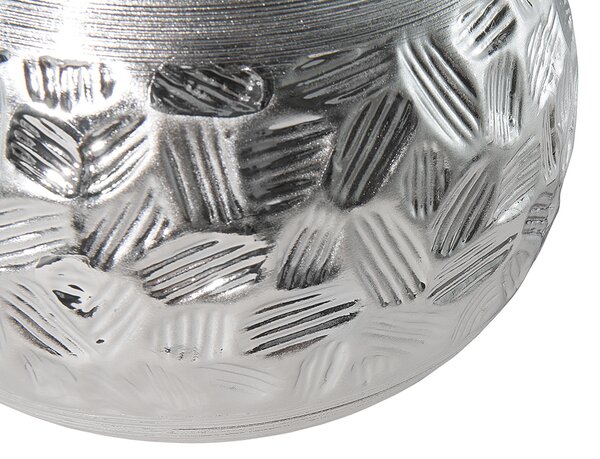 Stolná lampa sivé tienidlo z umelého hodvábu strieborný porcelánový podstavec výška 48 cm tradičná obývacia izba