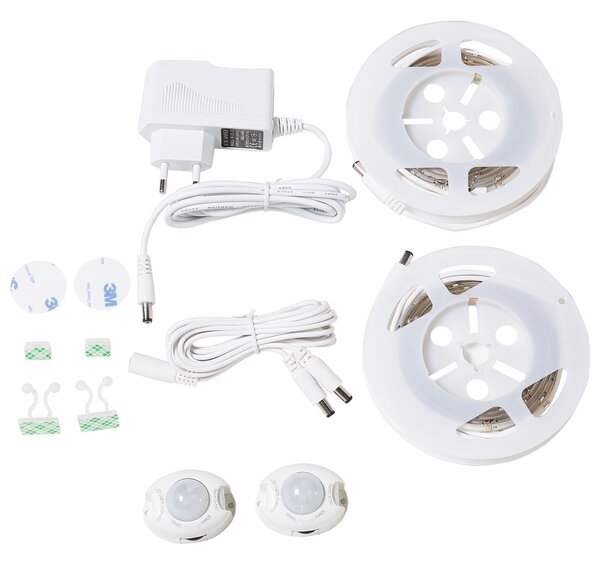 LED pásik biely 2 kusy 120 cm teplé biele svetlo so senzorom pohybu osvetlenie doplnky ATRATO
