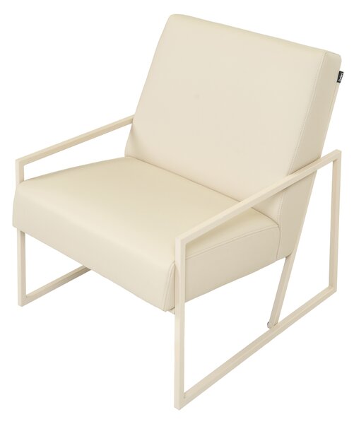 Kreslo béžové čalúnenie z umelej kože béžový železný rám moderná elegantná obývacia izba