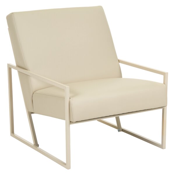 Kreslo béžové čalúnenie z umelej kože béžový železný rám moderná elegantná obývacia izba