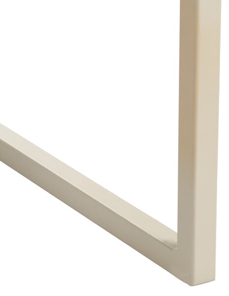 Kreslo béžové čalúnenie z umelej kože béžový železný rám moderná elegantná obývacia izba