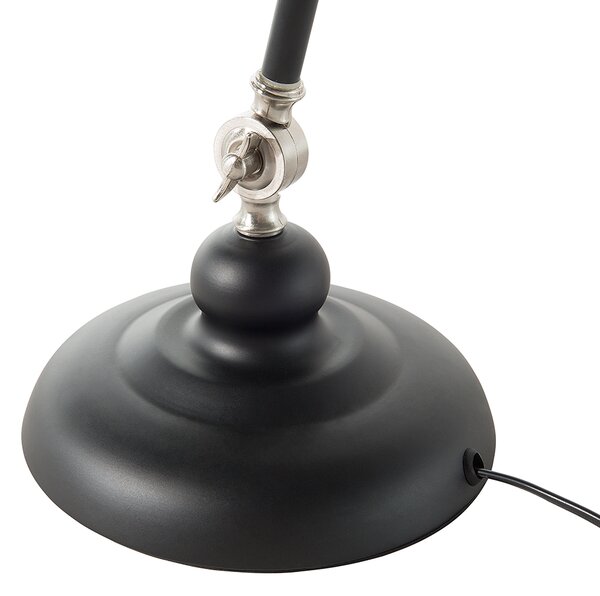 Stolná lampa čierna kovová 80 cm nastaviteľné rameno a tienidlo moderný industriálny štýl kancelária
