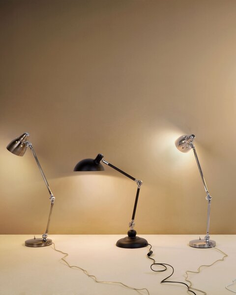 Stolná lampa čierna kovová 80 cm nastaviteľné rameno a tienidlo moderný industriálny štýl kancelária