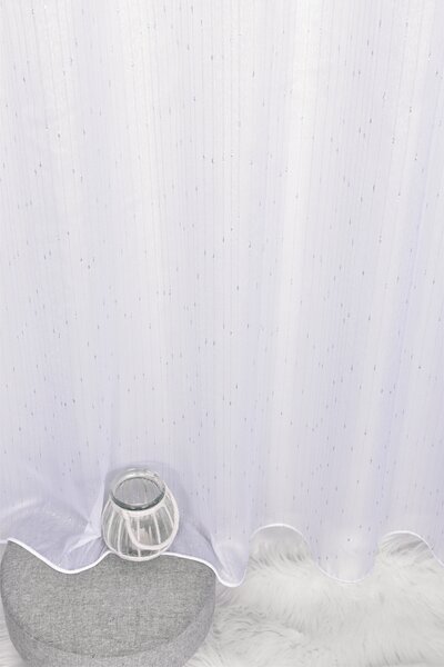 Záclona dreher, Rain lurex strieborná, biela 150 cm
