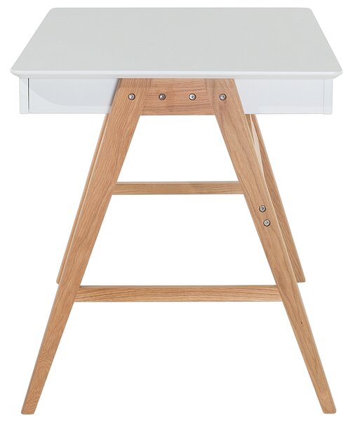 Kancelársky stôl biela svetlé drevo MDF 120 x 70 cm lakovaná vrchná časť 2 zásuvky úložný priestor moderný škandinávsky štýl písací stôl