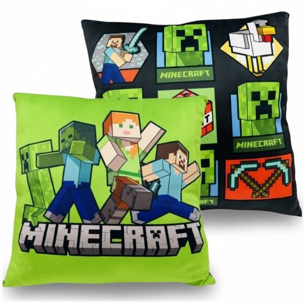 Obojstranný vankúš Minecraft - motív Herný svet - 38 x 38 cm