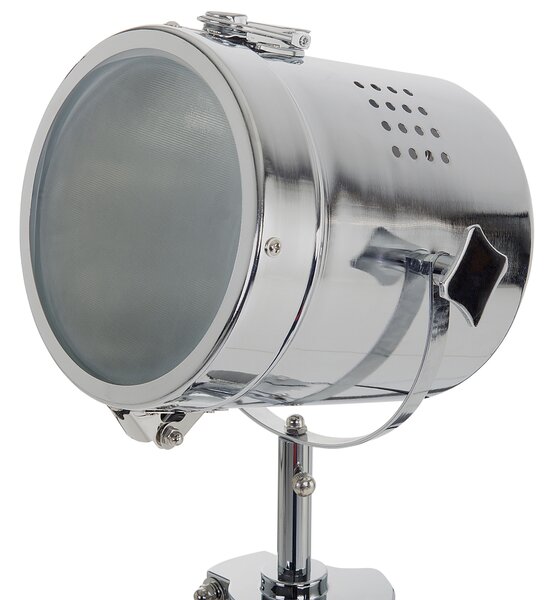 Stojaca lampa biela kovová 143 cm s tienidlom statívový stojan industriálny dizajn