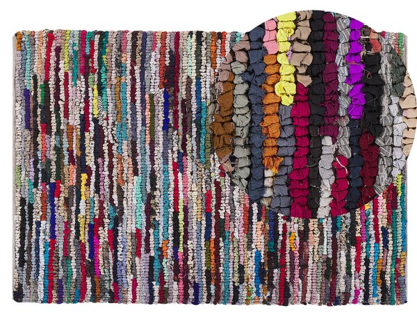 Koberec viacfarebný zmes polyesteru a bavlny 140 x 200 cm ručne tkaný obdĺžnikový boho orientálny dizajn