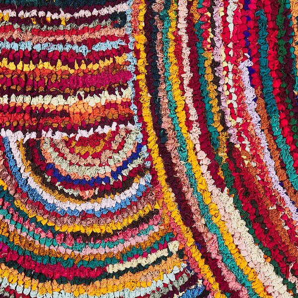 Koberec viacfarebný bavlnený 160 x 230 cm tkaný boho abstraktný ručne vyrobený koberec