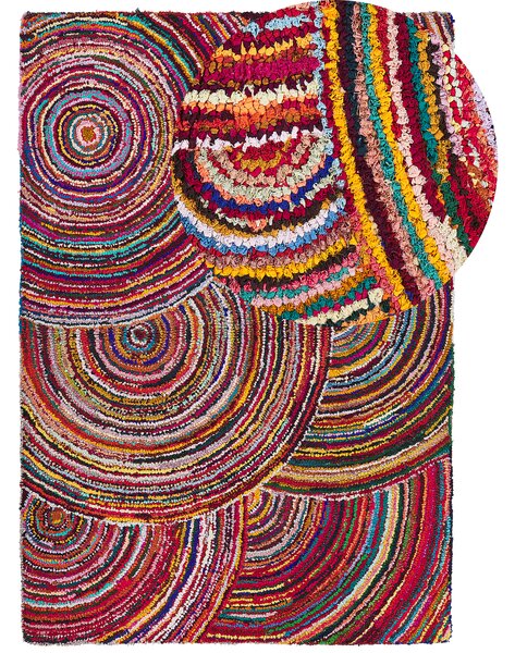 Koberec viacfarebný bavlnený 160 x 230 cm tkaný boho abstraktný ručne vyrobený koberec