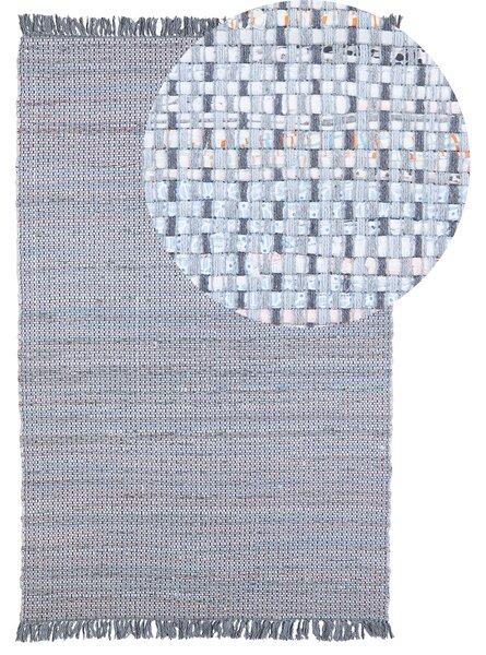 Koberec sivý bavlnený 140 x 200 cm so strapcami obdĺžnikový ručne vyrobený boho eklektický