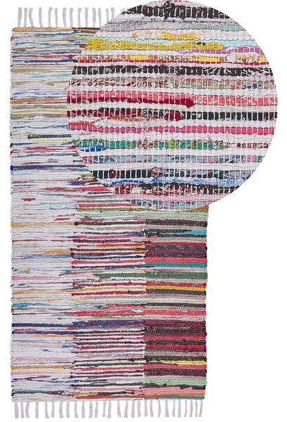Koberec viacfarebný pásikavý bavlna 80 x 150 cm obdĺžnikový ručne tkaný moderný štýl obývačka spálňa