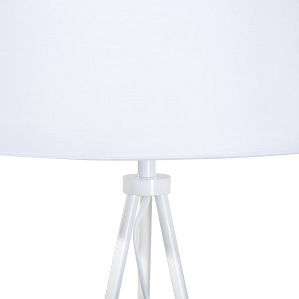 Stojaca lampa biela kov zmes bavlny a polyesteru 149 cm statívový podstavec látkové tienidlo kábel moderný retro dizajn obývačka spálňa