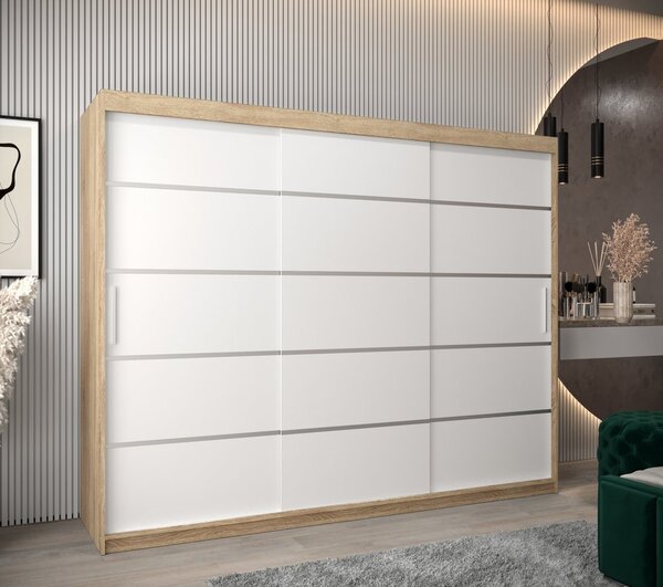 Šatníková skriňa ENNI - šírka 250 cm, dub sonoma / biela