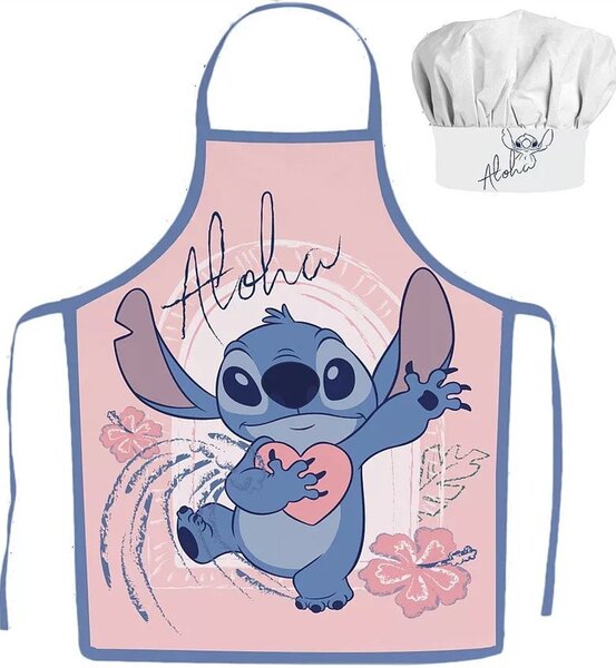 Detská zástera s kuchárskou čiapkou Lilo & Stitch - motív Aloha