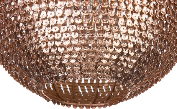 Závesná lampa medená kov guľaté trblietavé tienidlo s flitrami v tvare disco gule moderný glamour štýl obývačka jedáleň