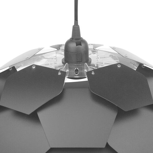Závesná lampa čierna syntetický materiál okrúhle tienidlo tvar borovicovej šišky na strop moderný škandinávsky štýl obývačka detská izba