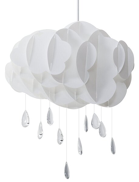 Závesná lampa biela syntetický materiál plexisklo nepravidelný tvar mrak s kvapkami moderný štýl osvetlenie detská izba