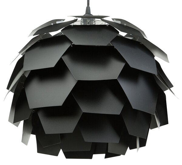 Závesná lampa čierna syntetický materiál okrúhle tienidlo tvar borovicovej šišky na strop moderný škandinávsky štýl obývačka detská izba