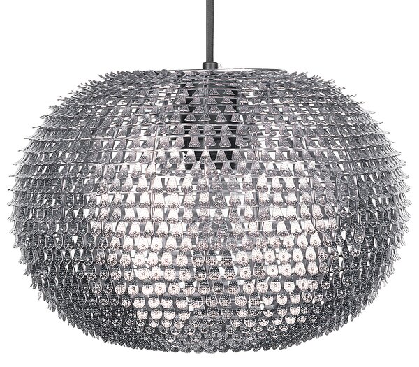 Závesná lampa strieborná kov okrúhle tienidlo s flitrami v tvare disco gule moderný glamour štýl obývačka jedáleň spálňa