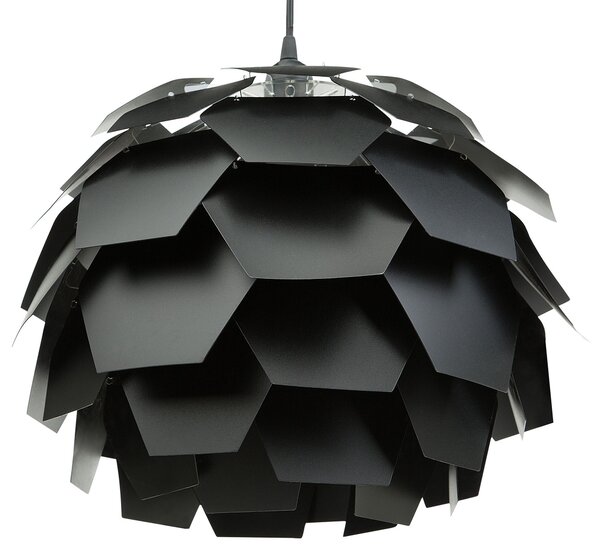 Závesná lampa čierna syntetický materiál okrúhle tienidlo tvar borovicovej šišky na strop moderný škandinávsky štýl obývačka detská izba