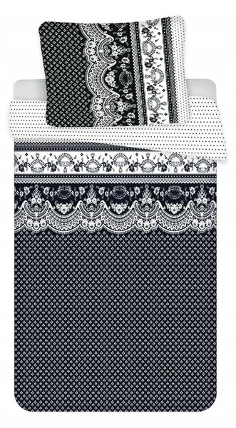 Polybavlnené obliečky na 2 postele CANZONE BLACK, čierne Rozmer obliečky: 2 ks 70 x 90 cm | 2 ks 140 x 200 cm