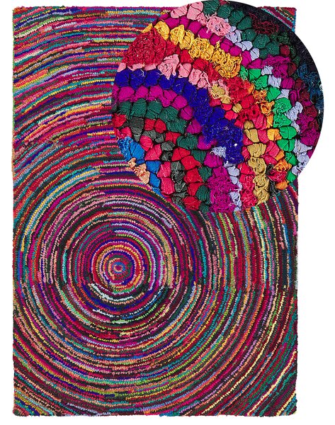 Koberec viacfarebný s bavlnou 160 x 230 cm obdĺžnikový abstraktný vzor ručne tkaný boho štýl