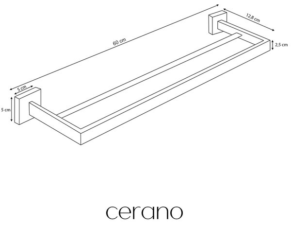 CERANO - Nástenný držiak na uteráky Alto - čierna matná - 60 cm