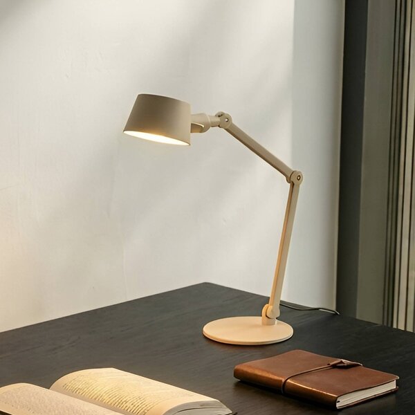 Stolová lampa Lucande Silka, 93 cm, béžová, nastaviteľná, E27, Krémová / jantárovo žltá, Obývacia izba / jedáleň, kov, Moderný, Stolová lampa