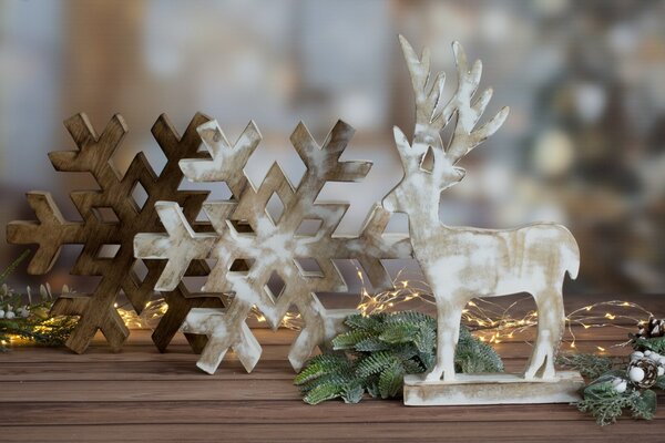 VIANOČNÁ SOŠKA WOOD AND SNOWFLAKE SADA 2KS 32X4X27 CM VIACFAREBNÁ
