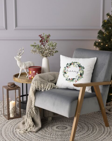 Obliečka na vankúš Merry Wreath 43x43 cm