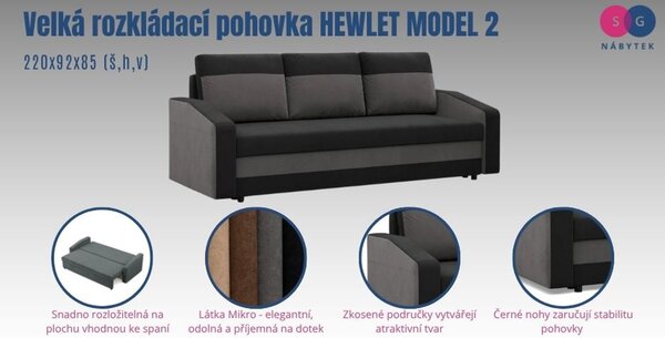Veľká rozkladacia pohovka HEWLET MODEL 2 Čierna/červená