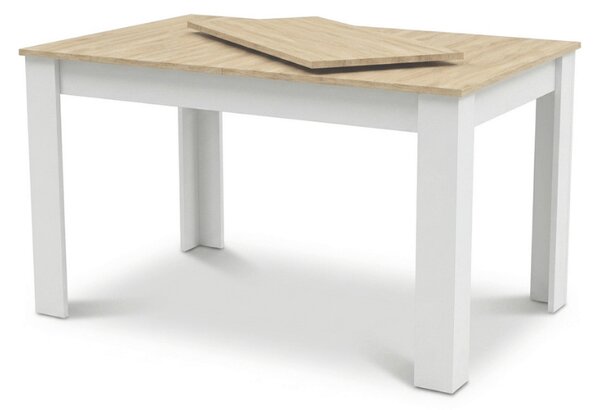 Rozkladací jedálenský stôl MADO 120/160x80 cm, biela/dub sonoma