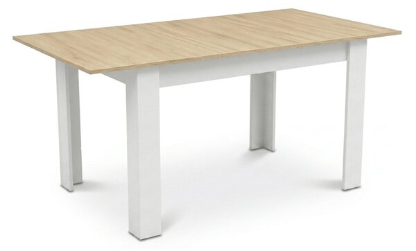 Rozkladací jedálenský stôl MADO 120/160x80 cm, biela/dub sonoma