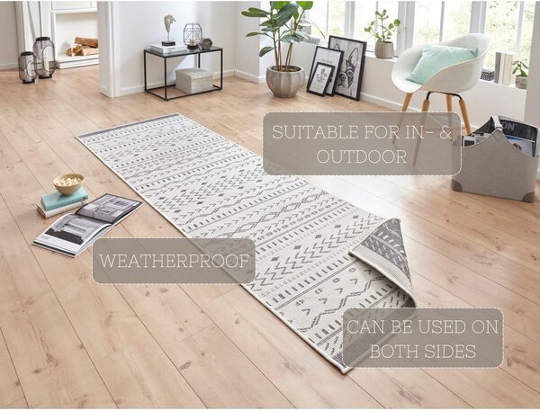 Sivo-krémový vonkajší koberec NORTHRUGS Kuba, 250 x 80 cm